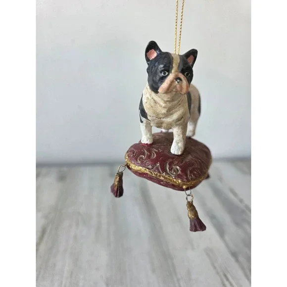 Paper mache bulldog terrier Boston dog puppy ornament pillow Xmas tree - Picture 2 of 9